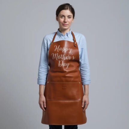 Happy Mother's Day Cowhide Leather Brown Apron