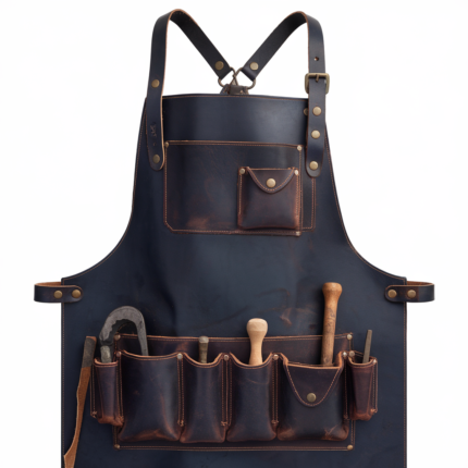 Frontier Forge Navy Blue Crazy Horse Leather Blacksmith Apron